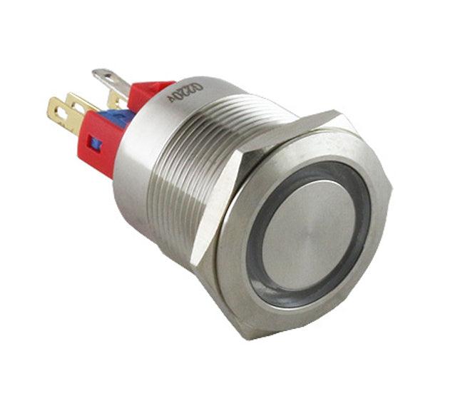 22mm Push Button Switch Lat Iillum Metal 250 Vac 5 A Green Pb Steel Ill Lat G - Livestainable.co.za