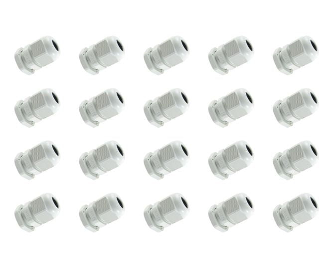 White Compression Gland Ph=20mm Cab=6.5 12mm 100/Bag Pg13.5 Wt