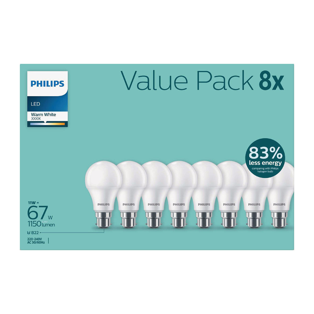 Philips Globe Led 11 W Pin Type Warm White 8 Pack