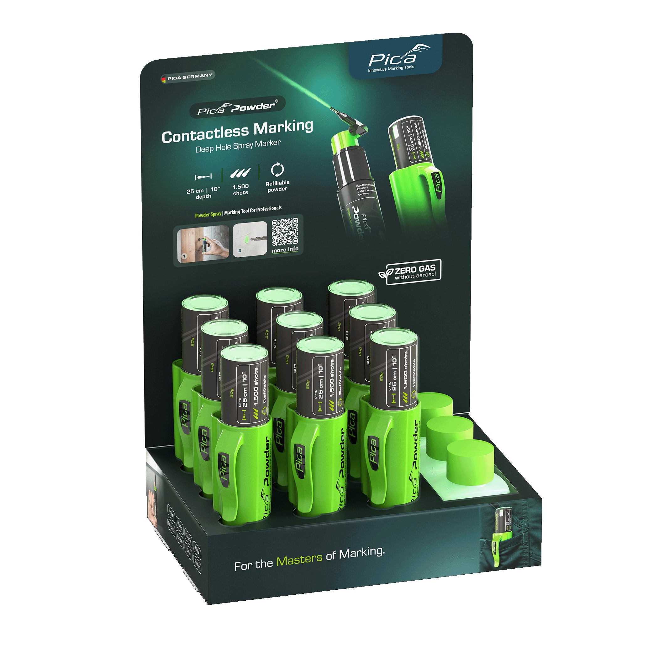 Pica Pica Powder Display (9 Pc X Marker, 3 Pc Powder Refill)