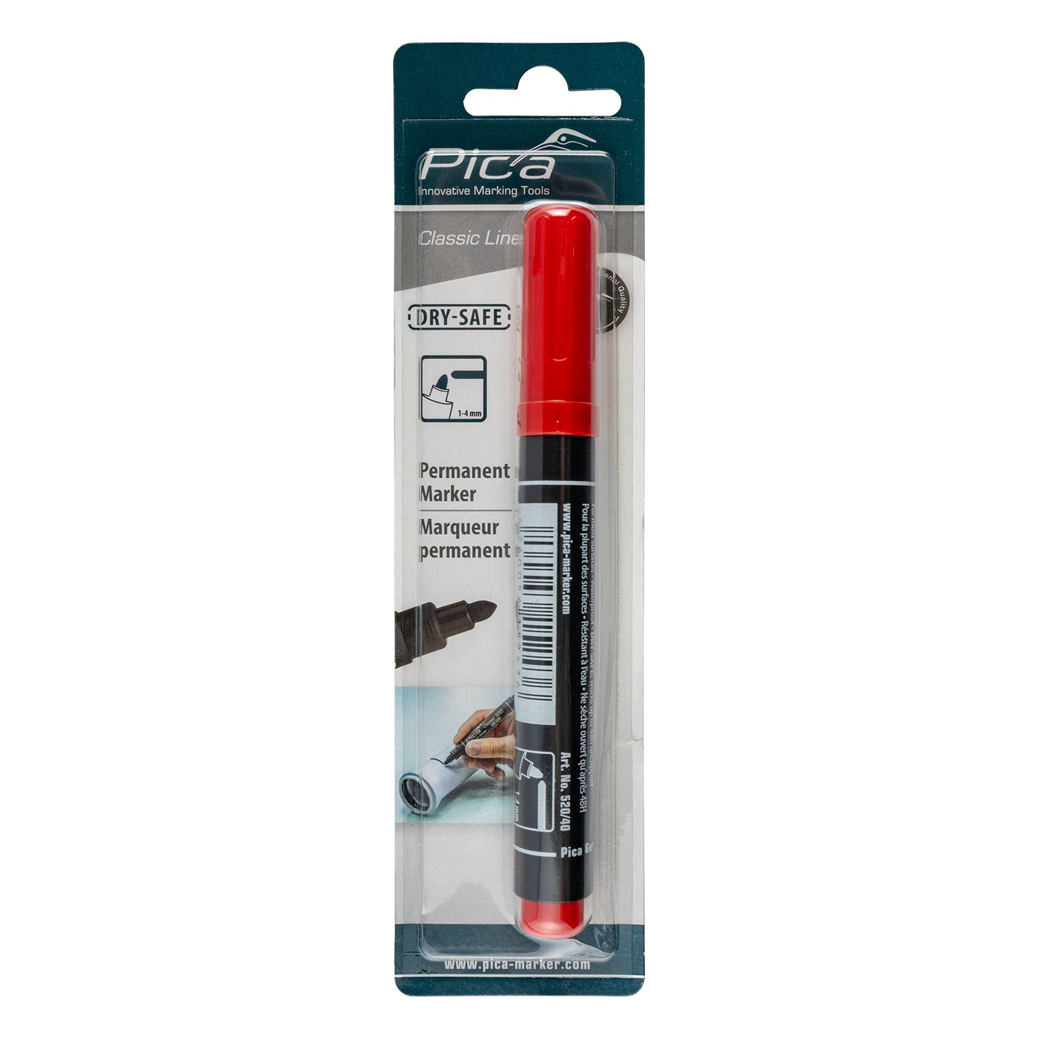 Pica Permanent Marker 1 4 Mm Round Tip Red Blister