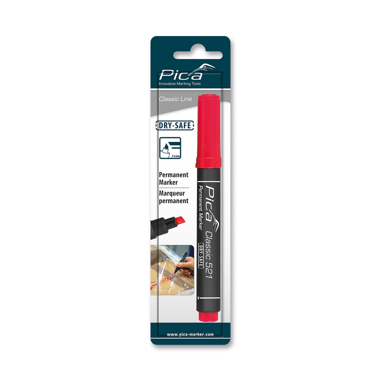 Pica Permanent Marker 2 6 Mm Chisel Tip Red Blister