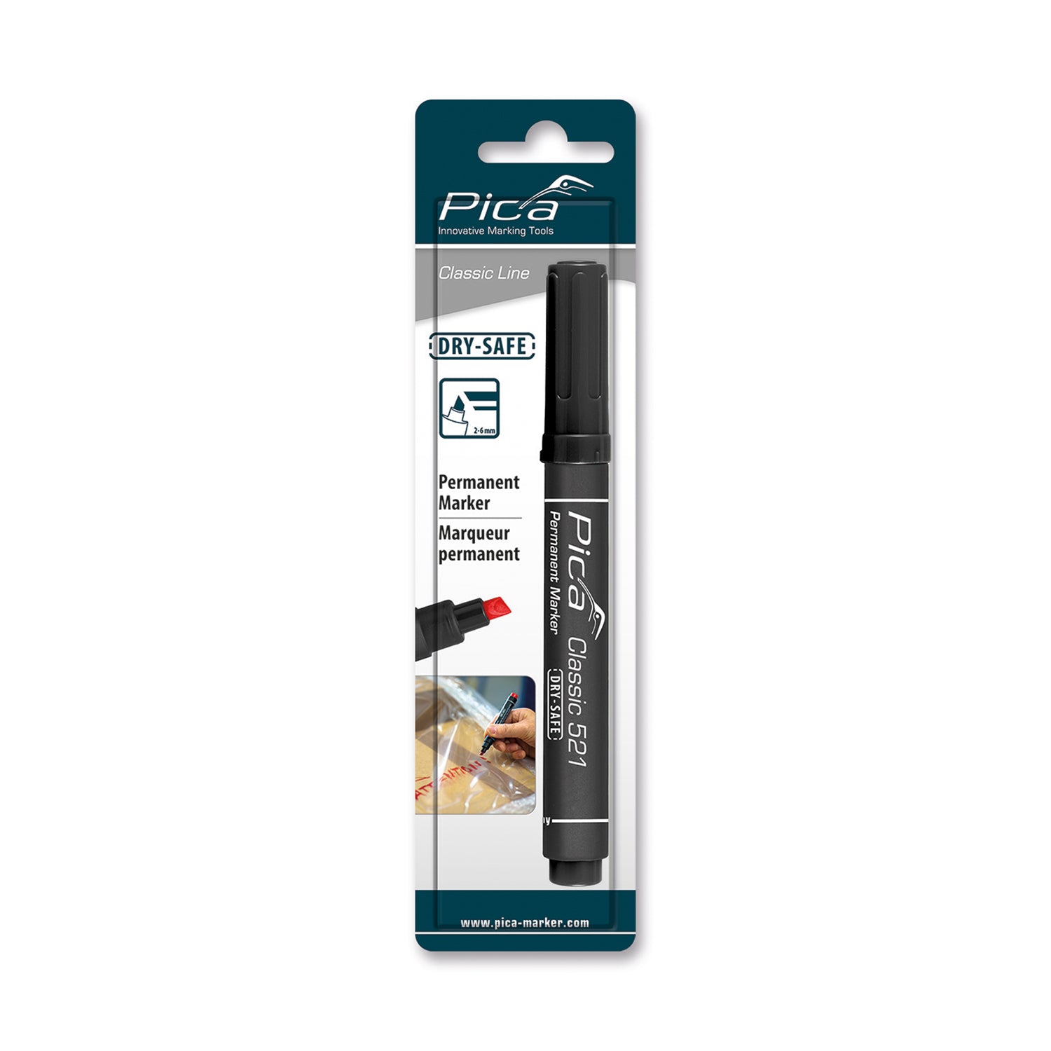 Pica Permanent Marker 2 6 Mm Chisel Tip Black Blister