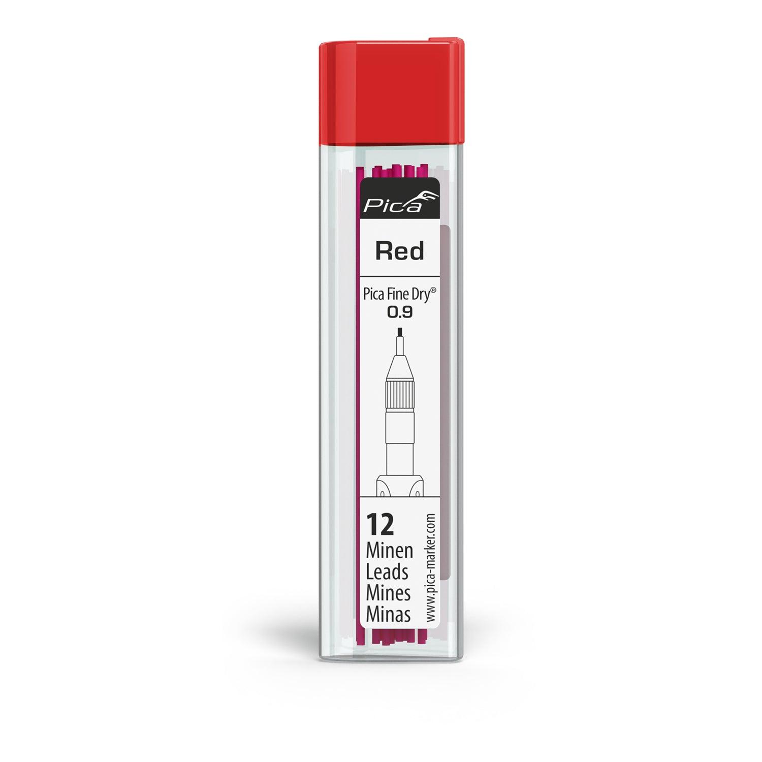 Pica Fine Dry 0.9 Mm Lead 12 Pc Refill Set Red - Livestainable.co.za