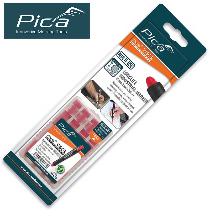 Pica Pica Visor Permanent Marker Refills Red 4 Pc In Blister