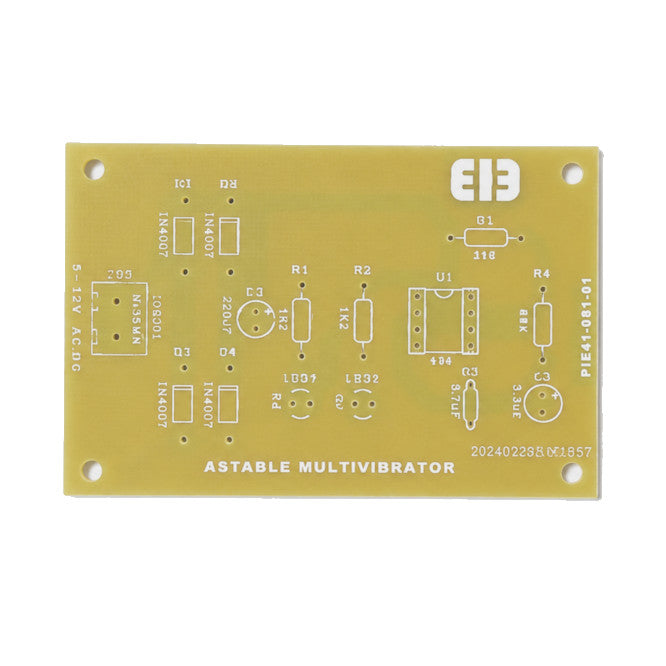 Pcb Only For Astable Multivibrator Circuit (Lm555) 50x75x1.5mm Pie41 001 01