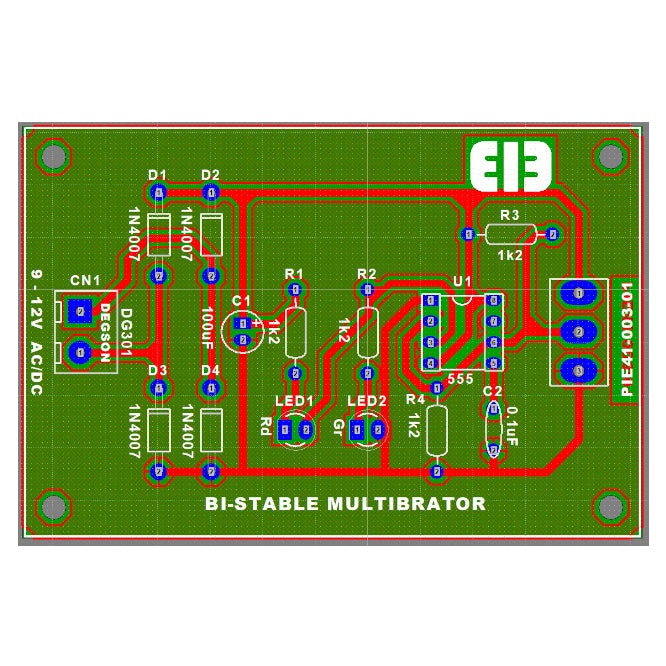 Pcb Only For Bistable Multivibrator Circuit (Lm555) 50x75x1.5mm Pie41 003 01