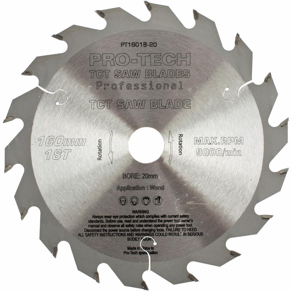 Saw Blade Tct 160 X2.2 X20 X18 T Wood Prof. Pro Tech Fes. Ts55 Pw1 - Livestainable.co.za