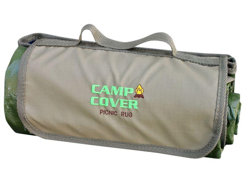 Camp Cover Picnic Rug Check Cotton Polypropylene 1.8 m x 1.8 m Khaki - Livestainable.co.za