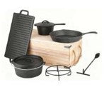 7 PC Cast Iron Dutch Oven Set With Wooden Box