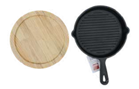 Sizzle Master Cast Iron Pan With Wooden Tray - 25cm