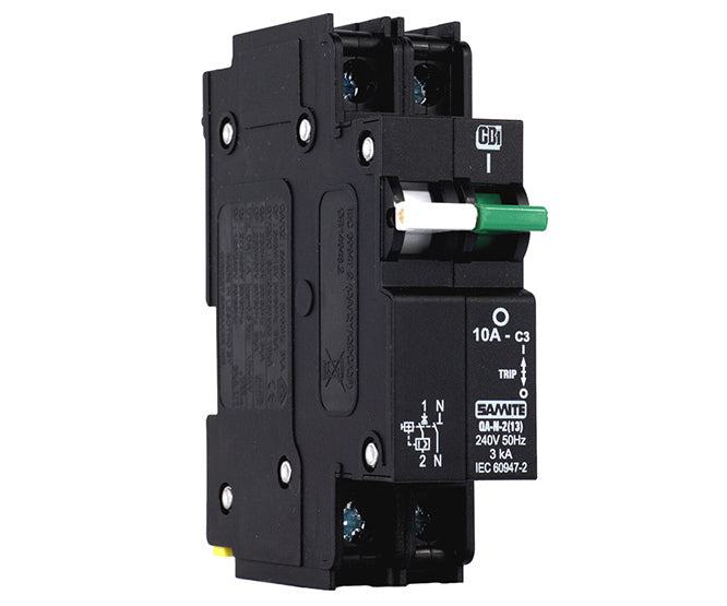 Circuit Breaker 13 Mm 2 P 20 A 6 Ka 240 Vac C Curve White/Green Handle Qfa21220