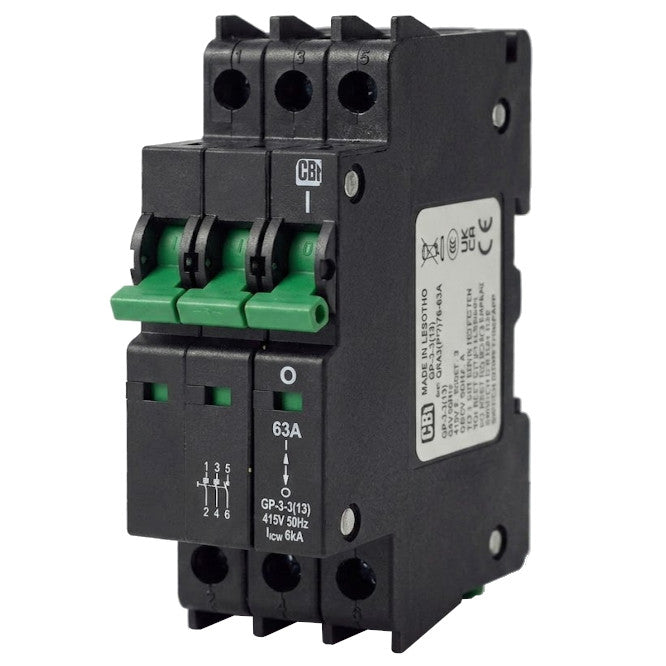 Main Isolator 13 Mm 3 P 63 A 6 Ka 415 Vac Green Handle Qfa30063
