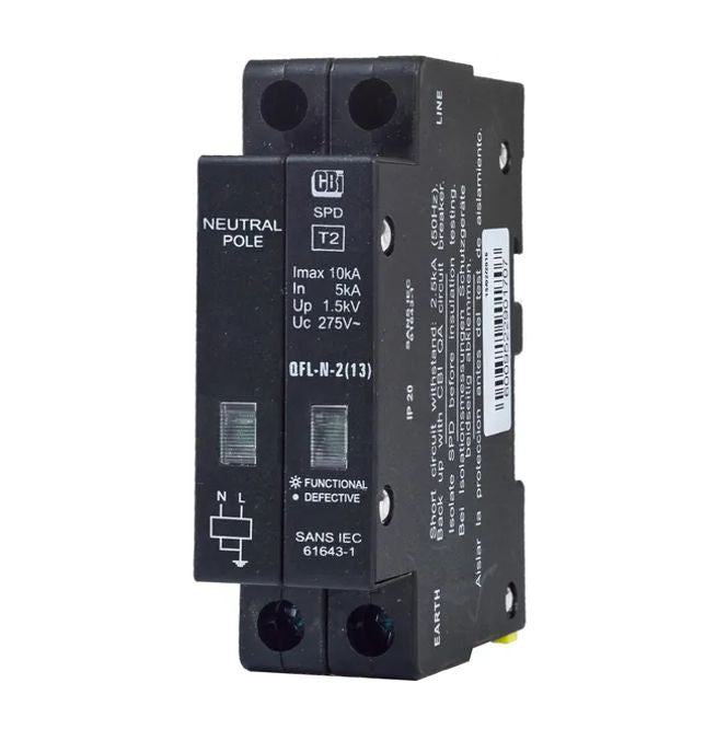 Surge Protection 13 Mm 2 P 10 Ka 275 Vac Class 2 With Indication Qfld0002