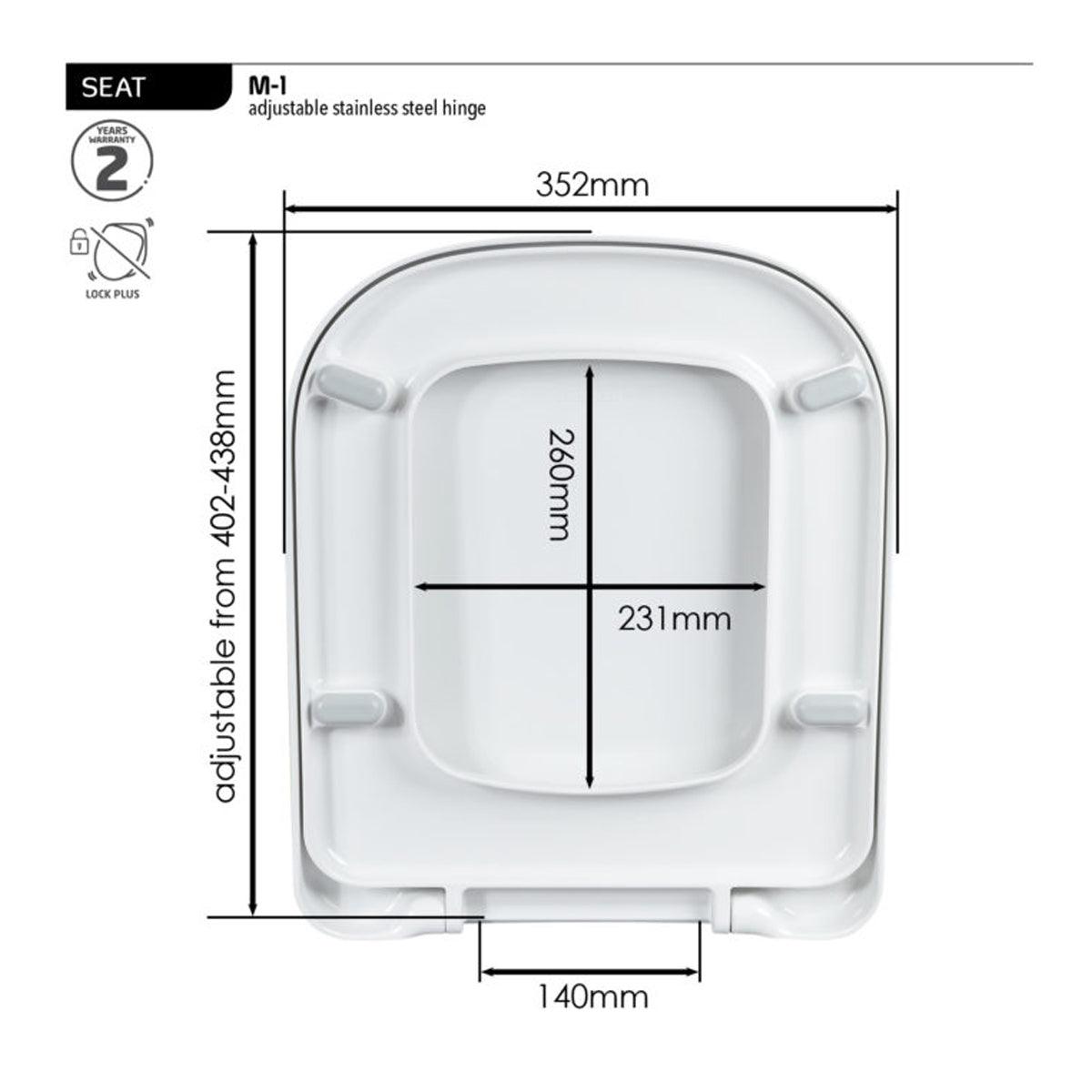 Wirquin Toilet Seat M 1 Thermodur Pl Hng Wht 2.2 Kg - Livestainable.co.za