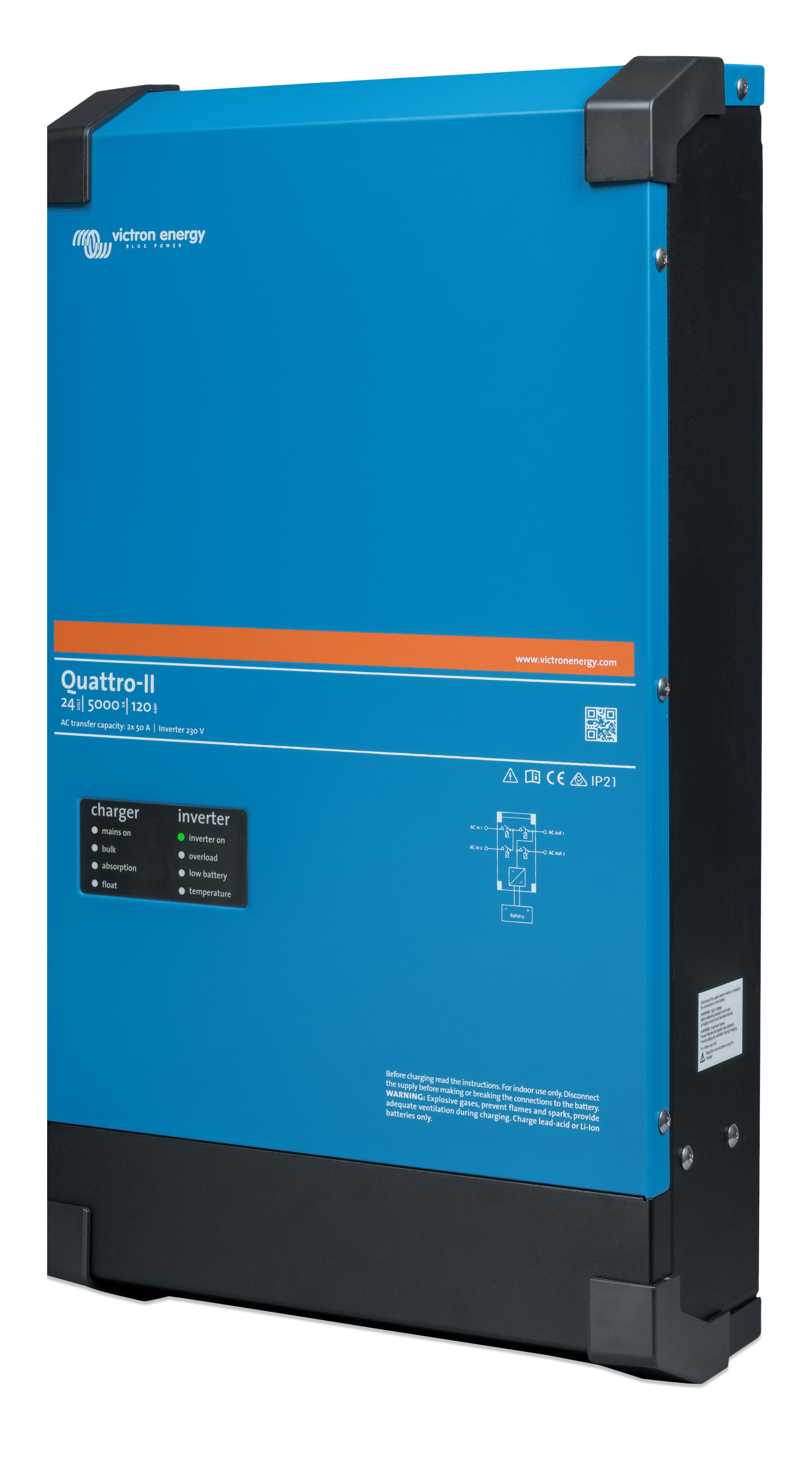 Victron Quattro-II 24/5000/120-50/50 230V Charger Inverter - Livestainable.co.za