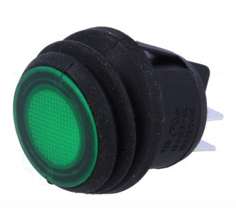 Round Rocker Switch 240 Vac Gr Dpst Illuminated R13 244 B8 02 G