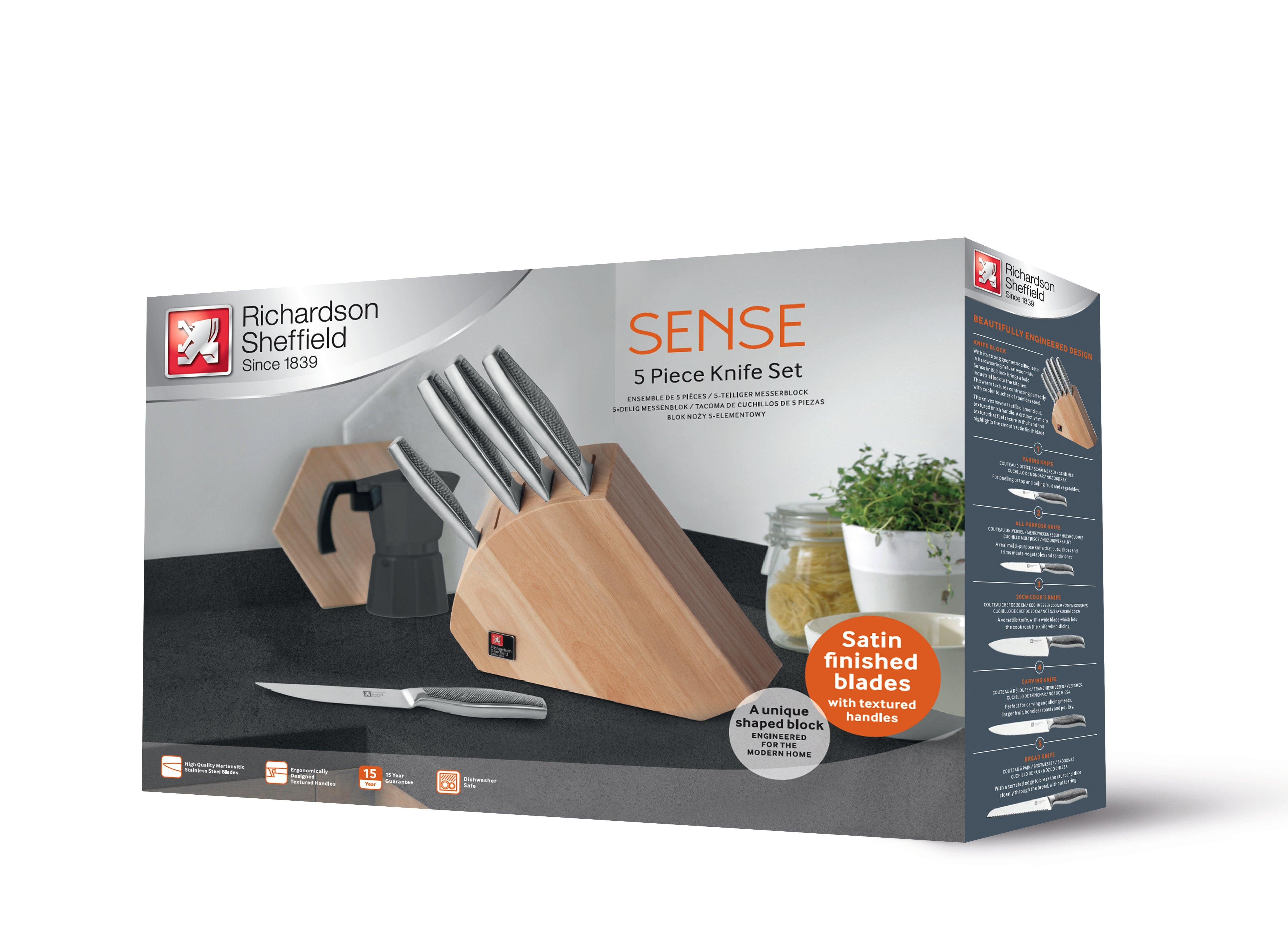 R166 R&S Sense 5 Pce Knife Blk - Livestainable.co.za