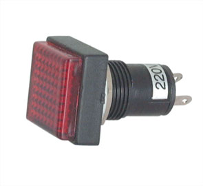 Lamp Neon 220 Vac D=15mm Sq Red R772 Rd