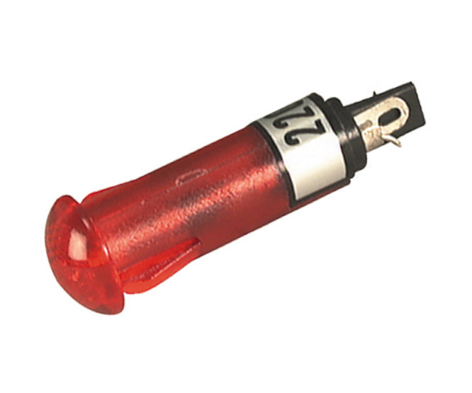 Lamp Neon 220 Vac Red W/Res D=7.5mm R7791 Red
