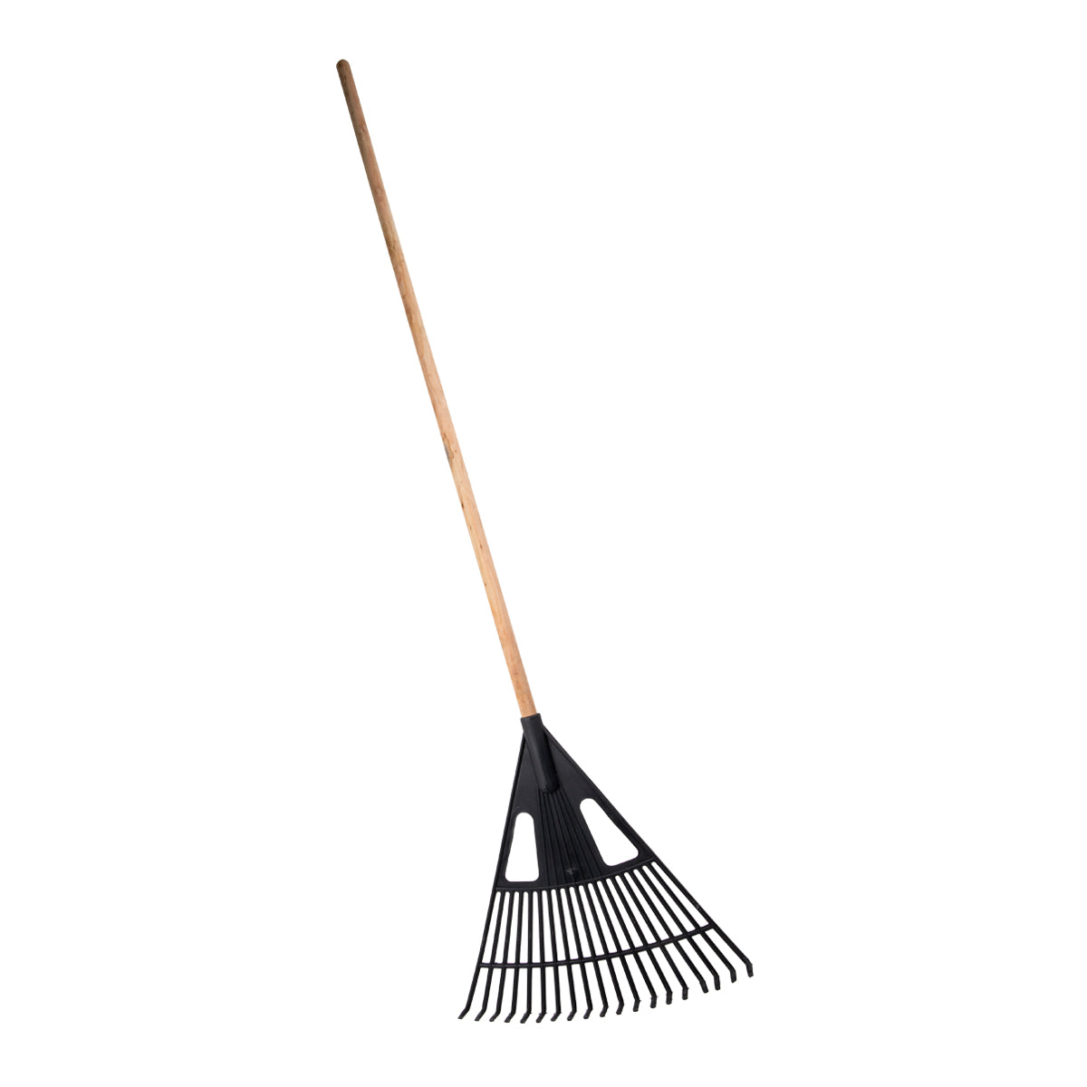 Leaf Rake Plastic X Wooden Handle Long Flat Teeth