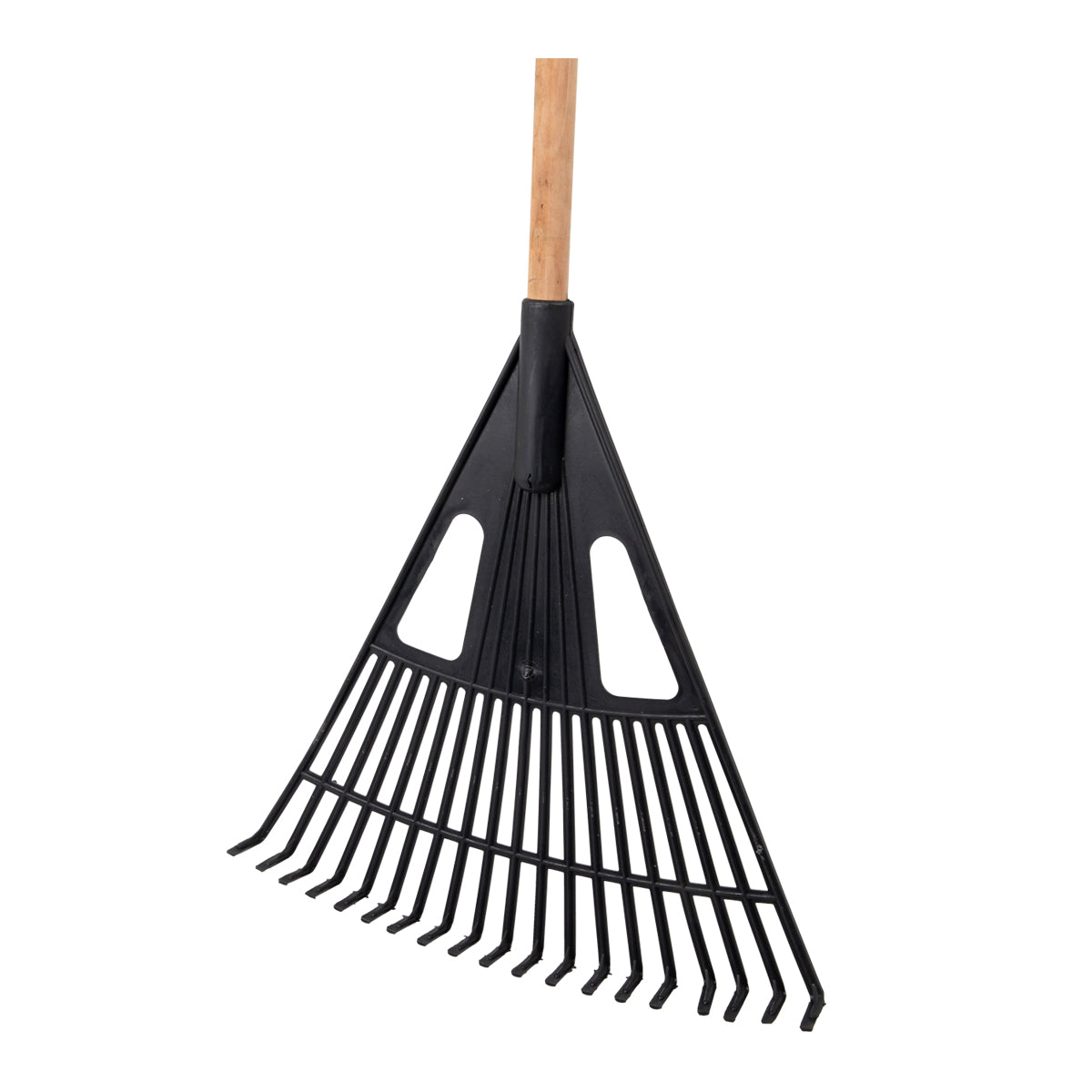 Leaf Rake Plastic X Wooden Handle Long Flat Teeth
