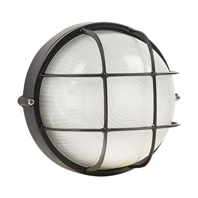 Round Small Grid Bulkhead Black 1x E27 - Livestainable.co.za