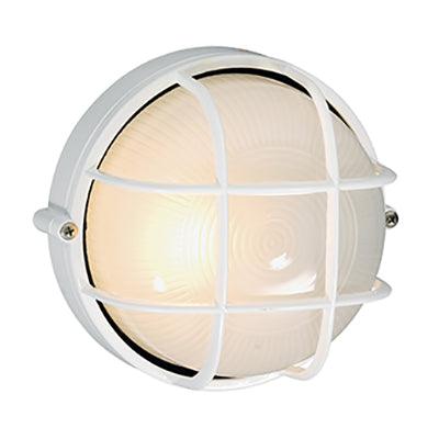 Round Small Grid Bulkhead White 1x E27 - Livestainable.co.za