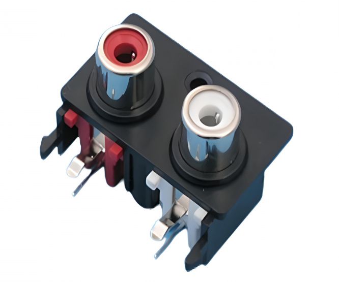 Dual Rca Socket 2 W Pcb Plate R/A K27663 1 Rd+1 Wt R/A