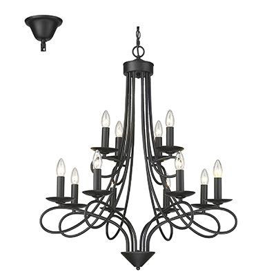 12 Lt Chandelier Black E14 12x40w - Livestainable.co.za