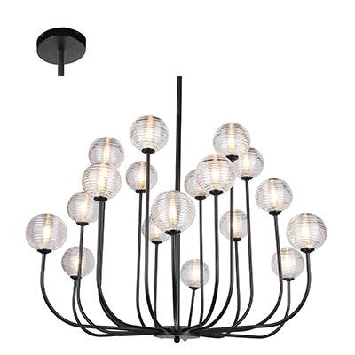 18 Lt Chandelier Metal/Glass Matt Black - Livestainable.co.za