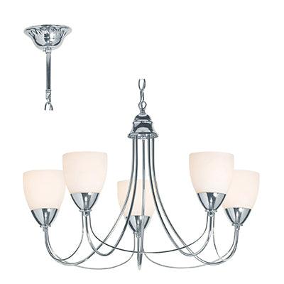 5 Lt Tulip Chandelier Glass & Chrome E14 5x40w - Livestainable.co.za