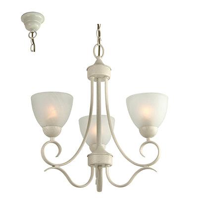 Beau Chandelier French White E27 3x60w - Livestainable.co.za