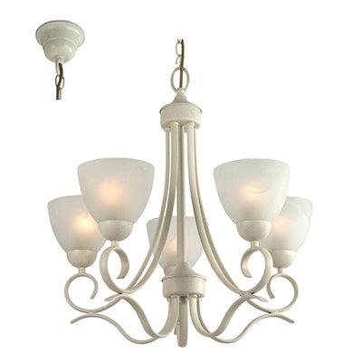 Beau Chandelier French White E27 5x60w - Livestainable.co.za