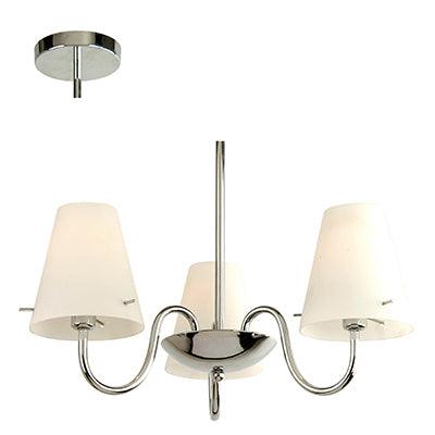 3 Lt Madlyn Chandelier Glass & Chrome E14 3x60w - Livestainable.co.za