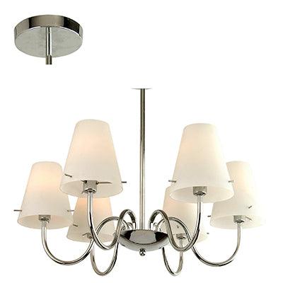 6 Lt Madlyn Chandelier Glass & Chrome E14 6x60w - Livestainable.co.za