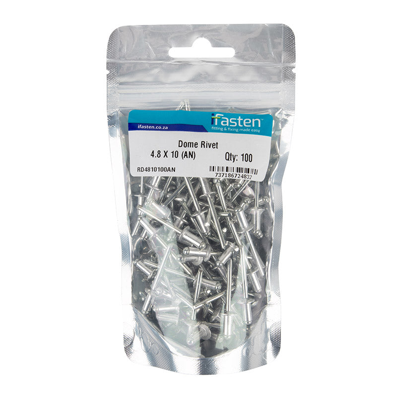 Ifasten Rivet Dome 4.8 Mmx10 Mm 100 Pp