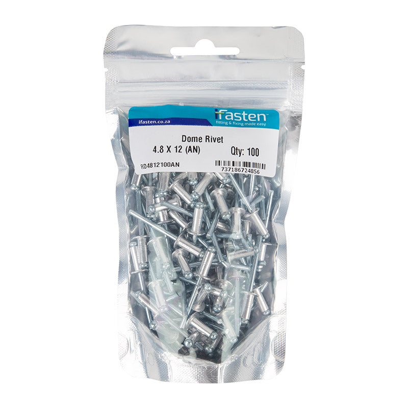 Ifasten Rivet Dome 4.8 Mmx12 Mm 100 Pp