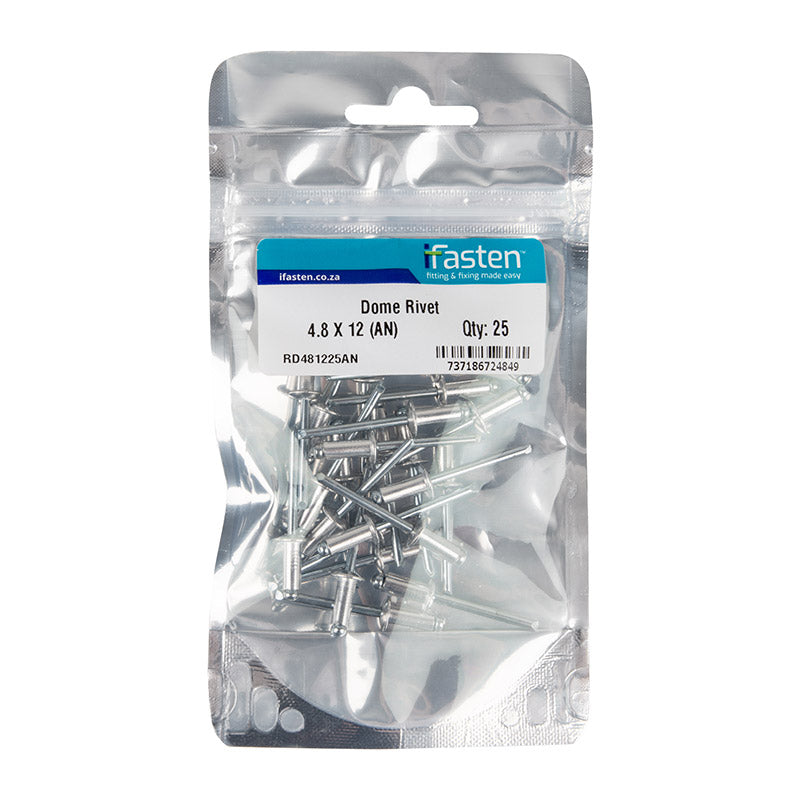 Ifasten Rivet Dome 4.8 Mmx12 Mm 25 Pp