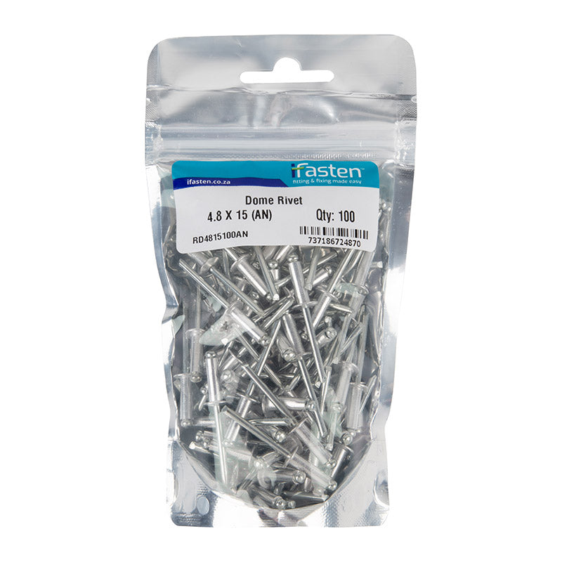 Ifasten Rivet Dome 4.8 Mmx15 Mm 100 Pp