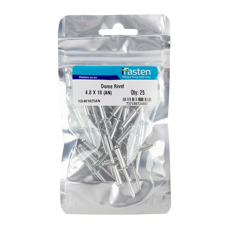 Ifasten Rivet Dome 4.8 Mmx18 Mm 25 Pp