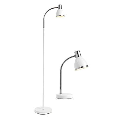 Floor & Table Light Twin Pack Chrome & White Set - Livestainable.co.za