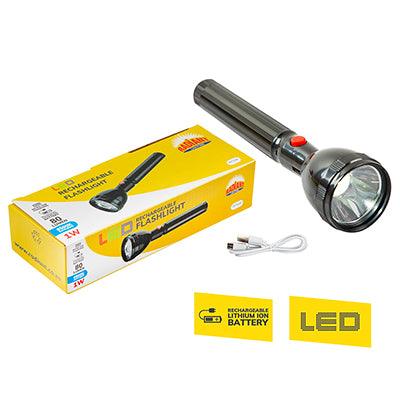 Rechargeable Flashlight Black Led 1w 6500 K - Livestainable.co.za