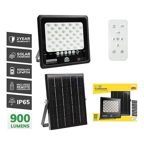 Solar Floodlight & Remote Led 900lm 6500 K - Livestainable.co.za