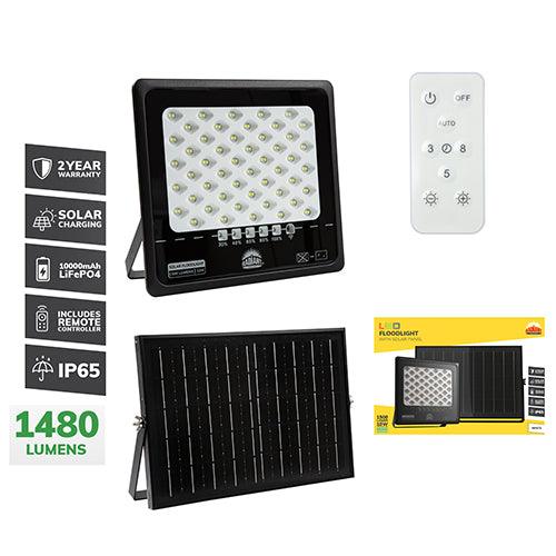 Solar Floodlight & Remote Led 1500lm 6500 K - Livestainable.co.za