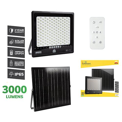 Solar Floodlight & Remote Led 3000lm 6500 K - Livestainable.co.za