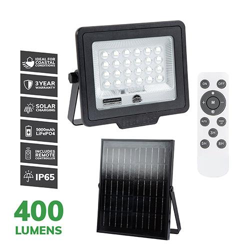 Solar Coastal Floodlight & Remote Led 6500 K 400lm - Livestainable.co.za