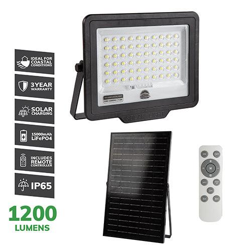 Solar Coastal Floodlight & Remote Led 6500 K 1200lm - Livestainable.co.za