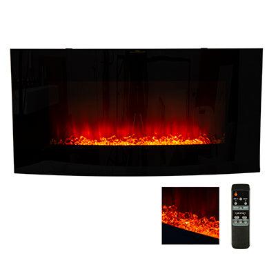 Fireplace Decorative Curved Glass Indoor With Crystals 1800 W 230 V - Livestainable.co.za