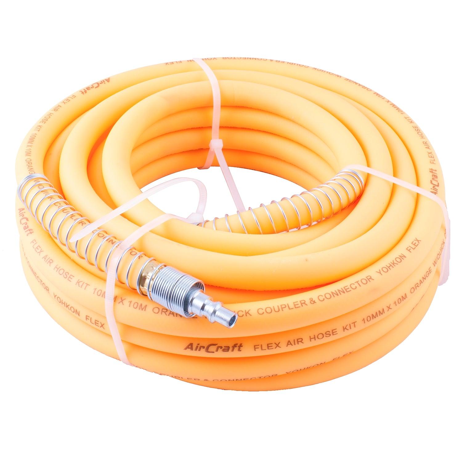 Flex Air Hose Kit 8 Mm X 10 M Orange W/Quick Coupler & Connector Yohkon - Livestainable.co.za